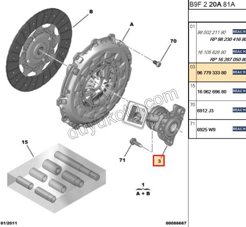 RULMAN DEBRIYAJ 1.6HDİ Euro5/Euro6 1.6VTi 120HP DUZ VITES