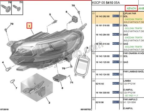 Peugeot Expert Citroen Jumpy Fiat Scudo Far Sol XENON 2017/2023