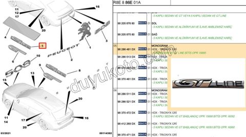 YAZI GT LINE YAZI P5082 KROM + BAKIR RENK