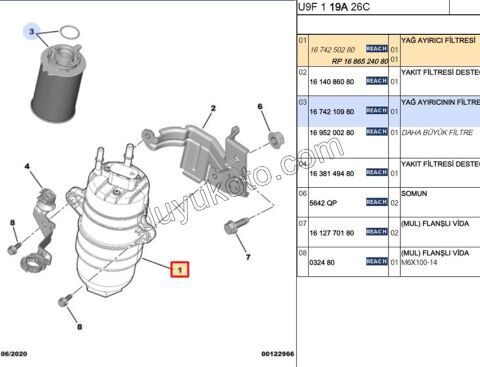 Komple Mazot Filtresi BX3 DW10F DW12R TEK