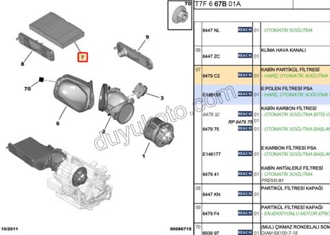 Peugeot 307 308 Polen Filtresi STD AC C2 C31 C32 C41 C42 2008/2011