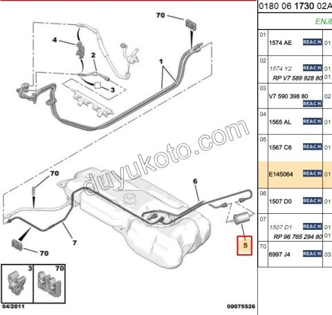 Peugeot 106 206 306 405 406 508 Benzin Filtresi P301
