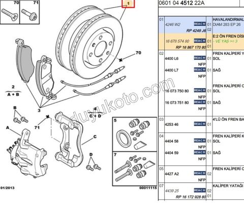 Ön Fren Diski Takım PRT3 P307 P3081 P50081 16JANT