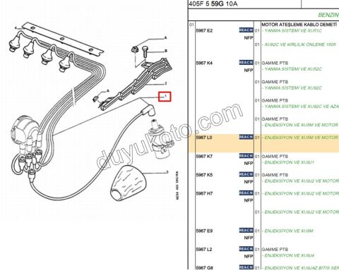 Buji Kablosu Takım XU5 XU7JP 8V 4 Kablo