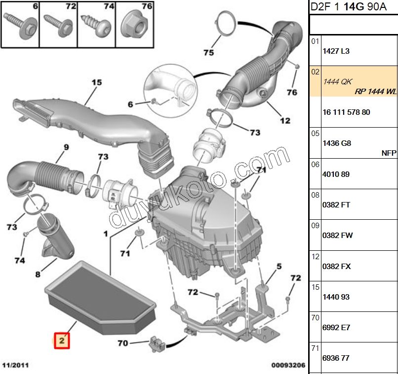 Peugeot 407 Citroen C5 Hava Filtresi DT17TED4