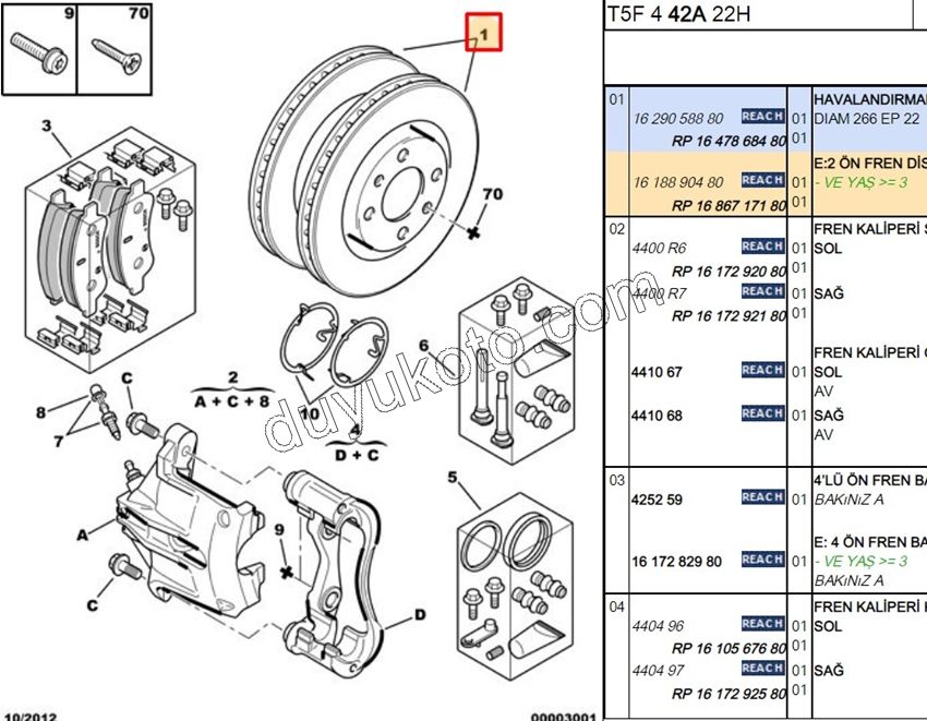 Ön Fren Diski Takım PRT2 P2081 P307 P301