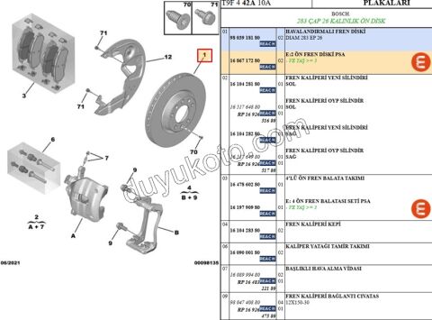 Ön Fren Diski Takım P3082 T9283 CAP 26 KALIN