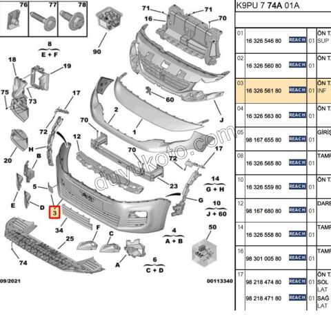 Ön Tampon Alt PRT4 CEKI KAPAK+