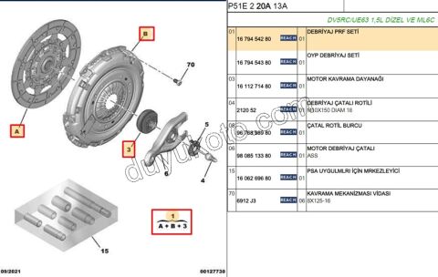 DEBRIYAJ SET P308 P5 EXP4 1.5HDİ Euro6 C 6VIT EURO 6.4