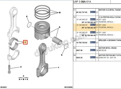KOL YATAK 1 FARKLI X 4AD 1.832MM BXR3 DW10F DW12R