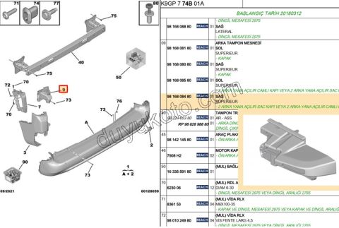 AYAK TAMPON ARKA R 2P PRT4