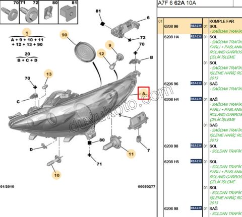 Peugeot 207 Far Sol MERCEK+ 2006/2009