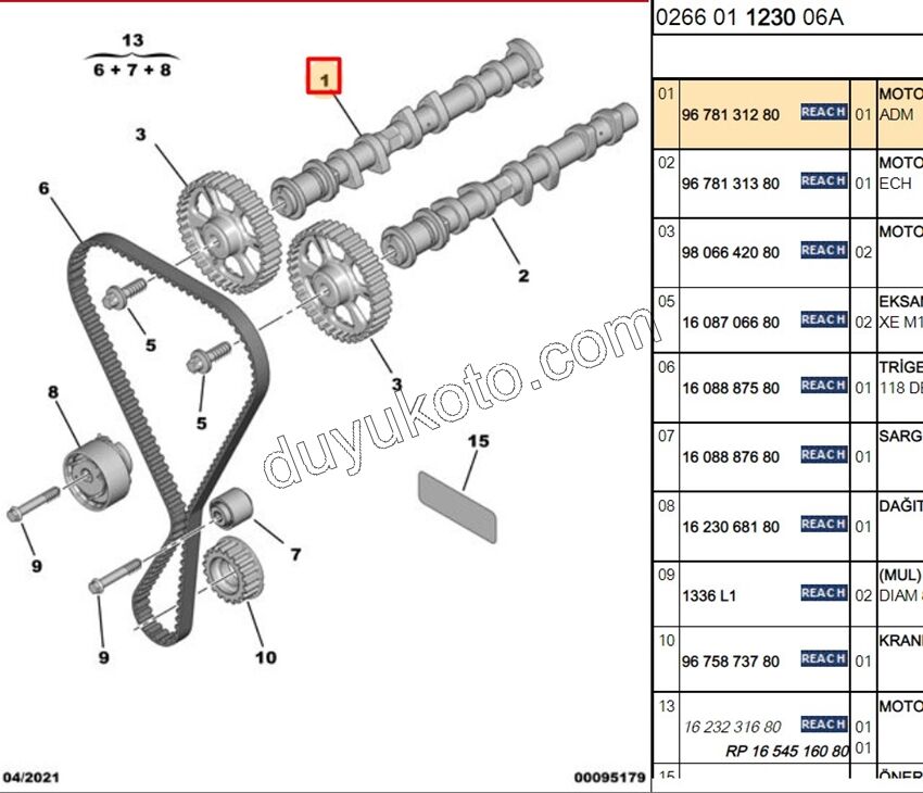 PEUGEOT CITROEN OPEL FIAT 1.2  EKSANTRİK MİLİ Emme EB2M P301 691525