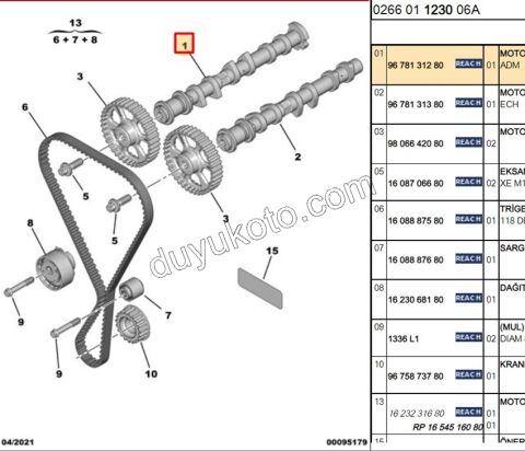 PEUGEOT CITROEN OPEL FIAT 1.2  EKSANTRİK MİLİ Emme EB2M P301 691525
