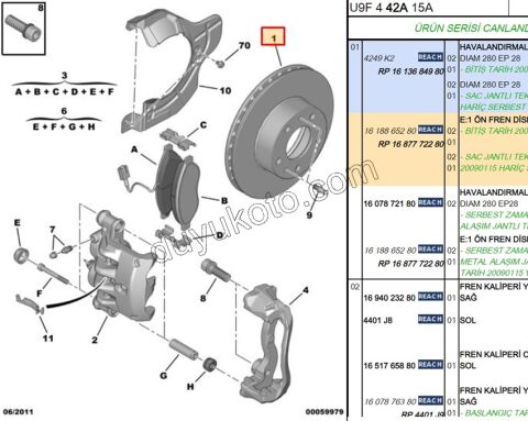 Ön Fren Diski Adet (X2) BXR3 14Q 3.0CC