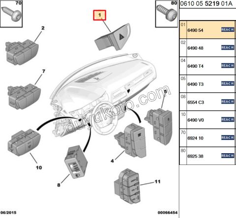 Dörtlü Flaşör Anahtarı C53