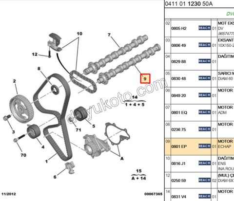 Egzoz Eksantrik Mili 1.6HDİ Euro4