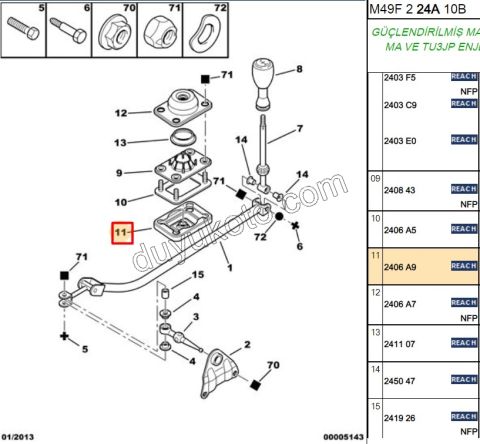 Vites Kolu Körüğü KUM KOL ALT PRT1 KOMP