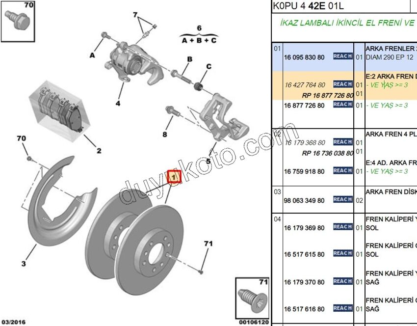 Fren Diski Arka DUZ TK P3082 EXP4 P50082 C4PC2 C5AIR DS7