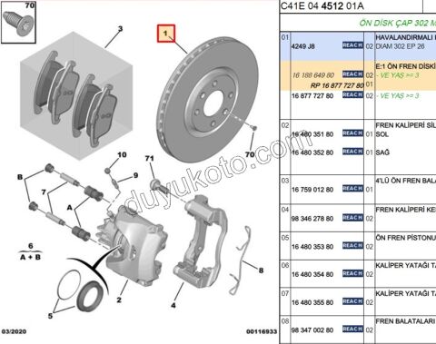 Ön Fren Diski Adet (X2) 1.6THP 156HP