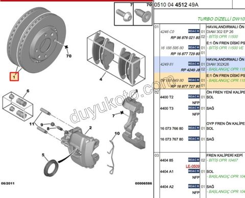 Ön Fren Diski Adet (X2) 1.6THP 156HP