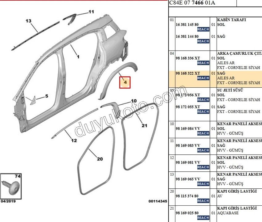 Dodik Arka Çamurluk Sağ C5AIR
