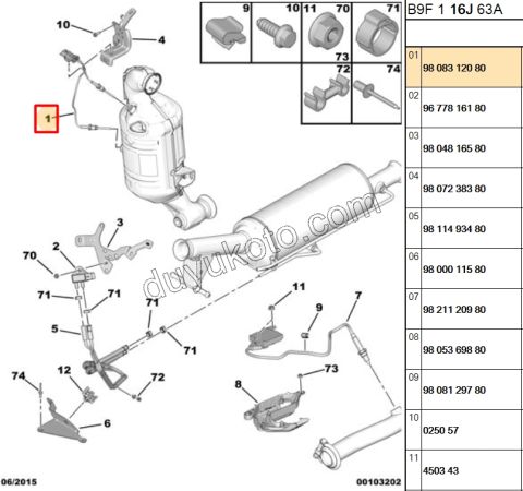 SENSOR SICAKLIK ALGILAYICI KATALIZOR 1.6HDİ Euro6 D