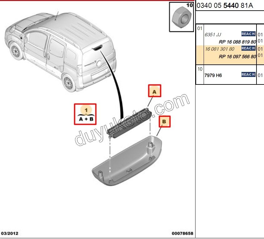 Peugeot Bipper Citroen Nemo Fiat Fiorino İlave 3. Fren / Stop Lambası + KAPAK (Bagaj Tek Kapak Yukarı Açılır) YM GRI 2008/2016