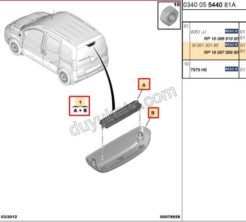 Peugeot Bipper Citroen Nemo Fiat Fiorino İlave 3. Fren / Stop Lambası + KAPAK (Bagaj Tek Kapak Yukarı Açılır) YM GRI 2008/2016