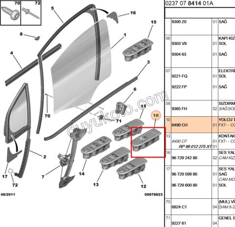 Ön Cam Açma Anahtarı Sağ (Yolcu) C33