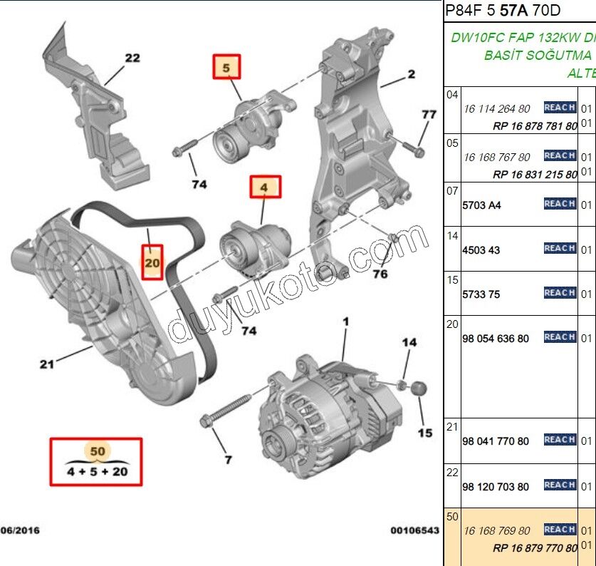 Alternatör V Kayış Kiti (Gergi Kütüklü) DW10F