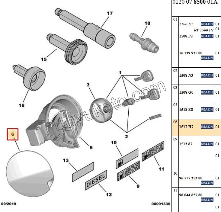 Yakıt Deposu Dış Kapağı DS3  Astarlı Boyanacak