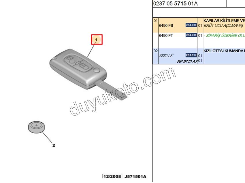 KONTAK ANAHTARI C33 2TUS U.K
