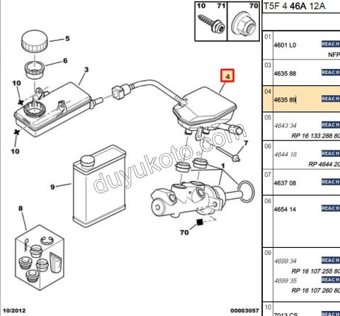 Fren Hidrolik Yağı Deposu P307 1.4HDİ Euro4 02/11 ANA MERKEZ UZERI