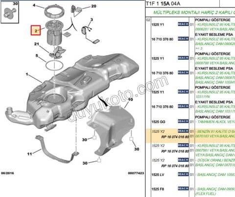 Yakıt Pompa ve Şamandırası (Komple) P206 TU3A P406