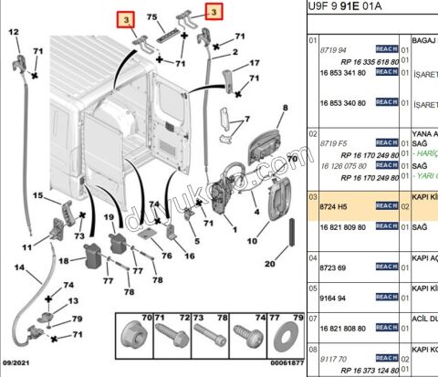 KARSILIK BAGAJ KILIT UST BXR3 DCT3