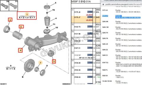Sağ Arka Dingil Salıncak PRT1 PRT2