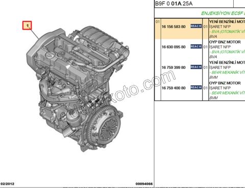 MOTOR KOMPLE EC5F 1.6İ 16V Benzinli ?