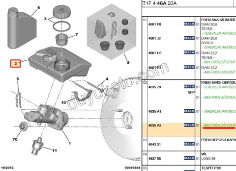 Fren Hidrolik Yağı Deposu ABS'li P206 1.4İ YM