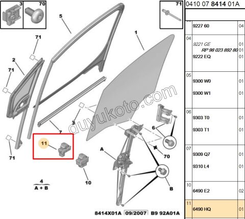 Ön Cam Açma Anahtarı Sol (Sürücü) PRT3