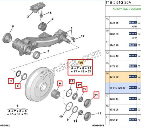 Arka Teker Rulmanı P106 P206 P306 C31