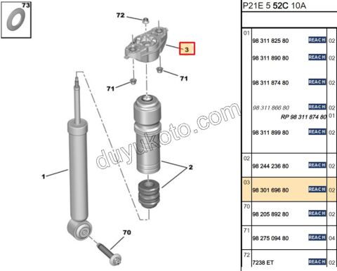 Arka Amortisör Üst Takozu ALUMINYUM P2082 CRSF