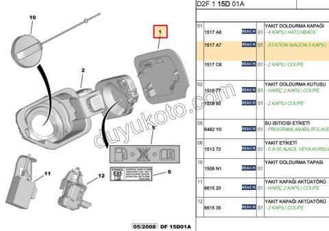 KAPAK YAKIT DEPO DIS P407SW ASTAR+
