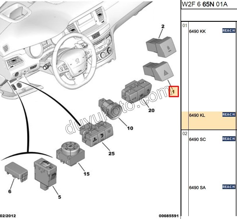 Dörtlü Flaşör Anahtarı P5081
