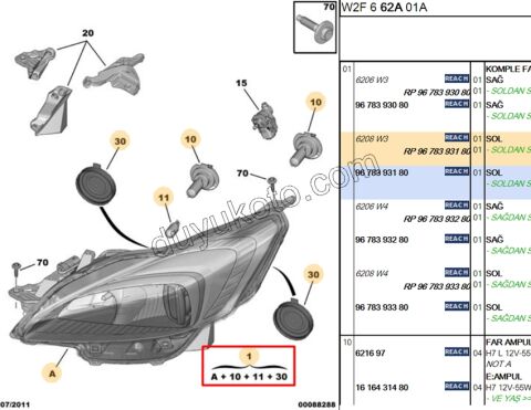 Peugeot 508 Far Sol HALOJEN 2011/2014
