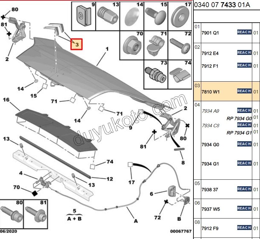 ARMA MOTOR KAPUT TK NM NEMO