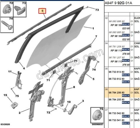 Arka Kapı Camı Sol Dış Sıyırıcı Fitil P20081 KROM+