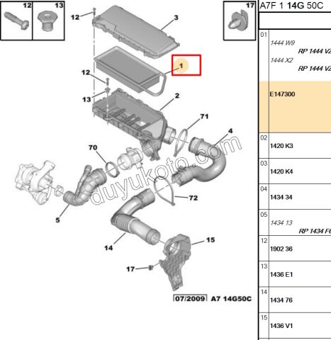 Hava Filtresi 1.4HDİ Euro4 02/11