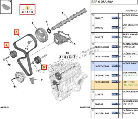 Eksantrik/Triger Kayış Seti 1.6HDİ Euro5 1635067180 1608747480 KIT
