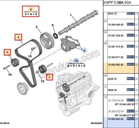 Eksantrik/Triger Kayış Seti 1.6HDİ Euro5 1635067180 1608747480 KIT